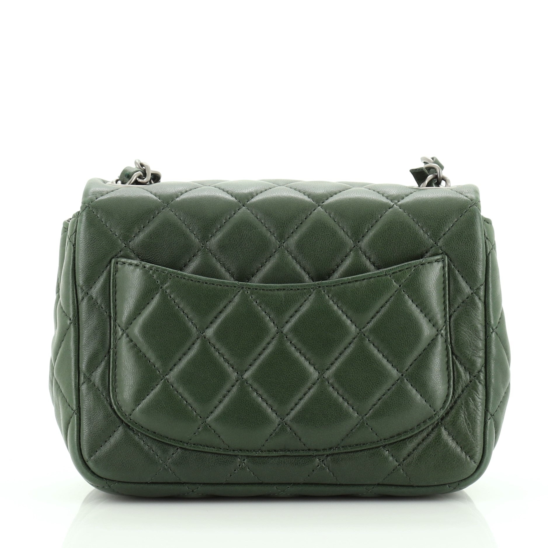 Square Classic Single Flap Bag Quilted Lambskin Mini