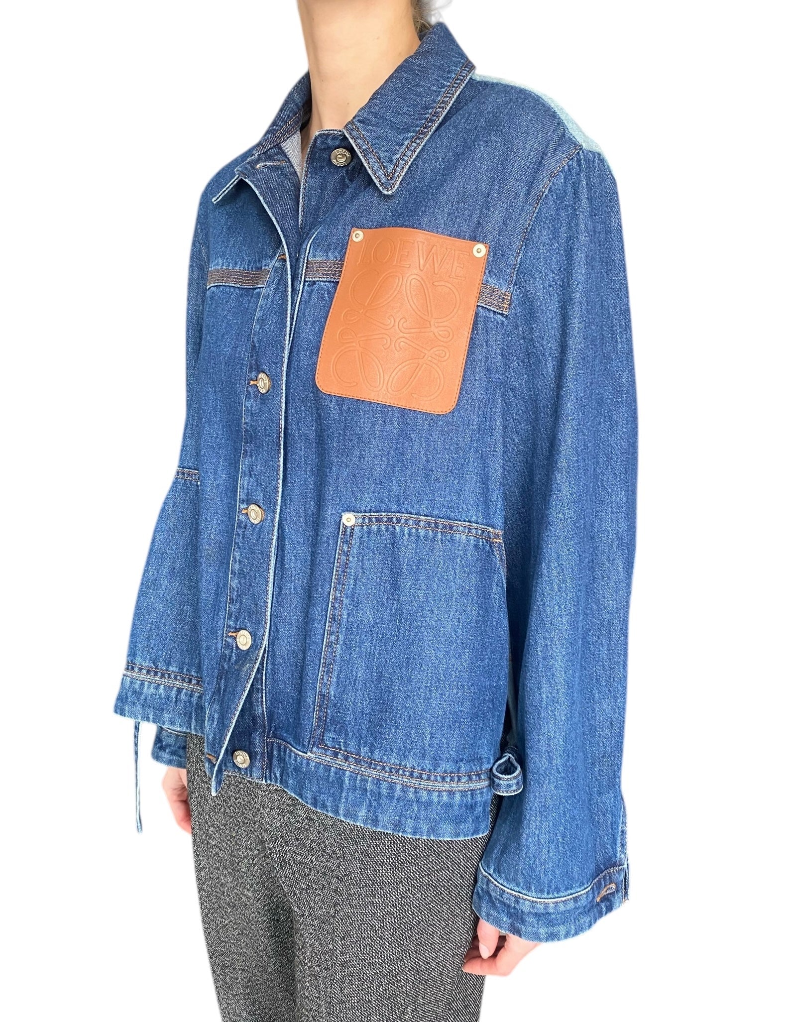 Loewe Blue Denim Anagram Logo Patch Workwear Jacket - 38 / S / US 4