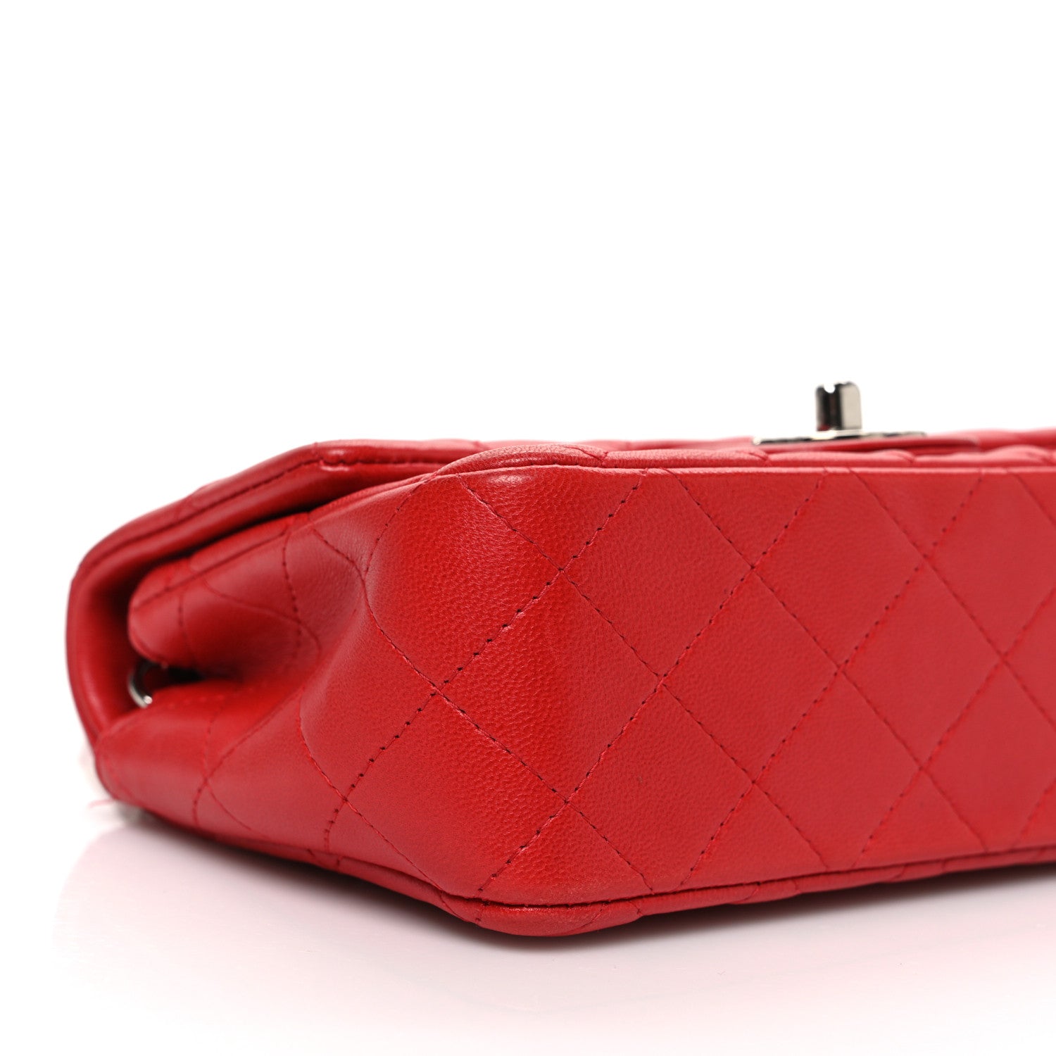 Lambskin Quilted Mini Rectangular Flap Red