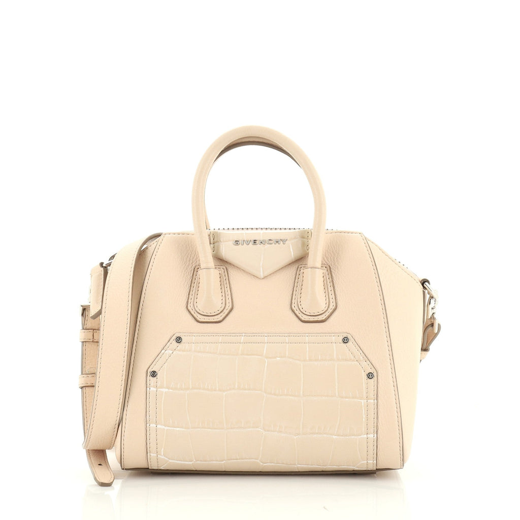 Antigona Bag Leather and Crocodile Embossed Leather Mini