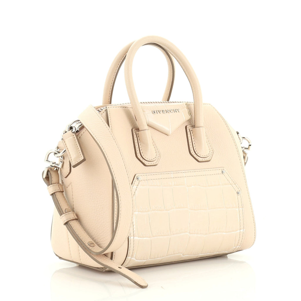 Antigona Bag Leather and Crocodile Embossed Leather Mini