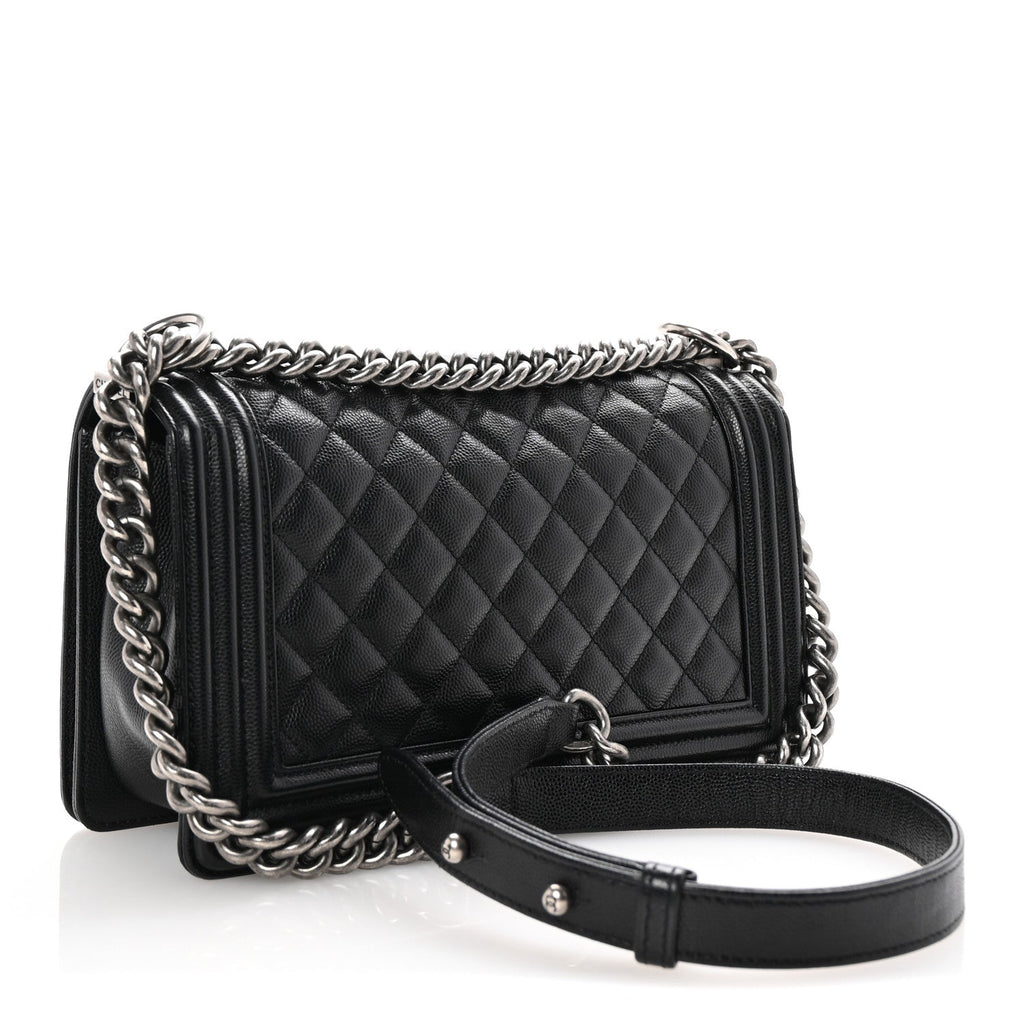 Caviar Quilted Medium Boy Flap Black