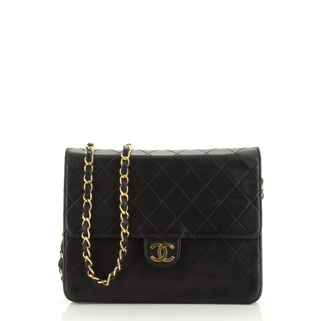 Vintage Clutch with Chain Quilted Leather Small