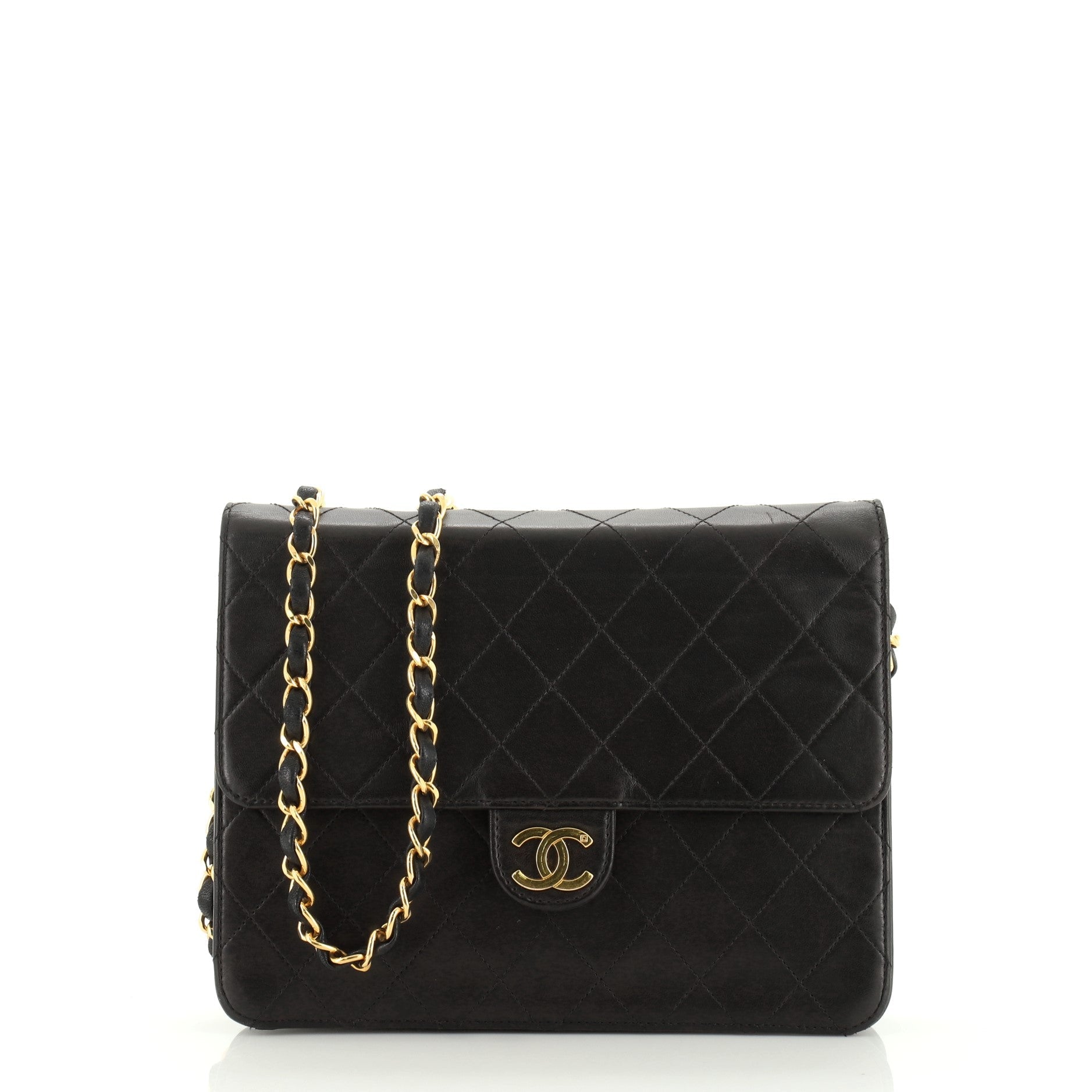 Vintage Clutch with Chain Quilted Leather Small