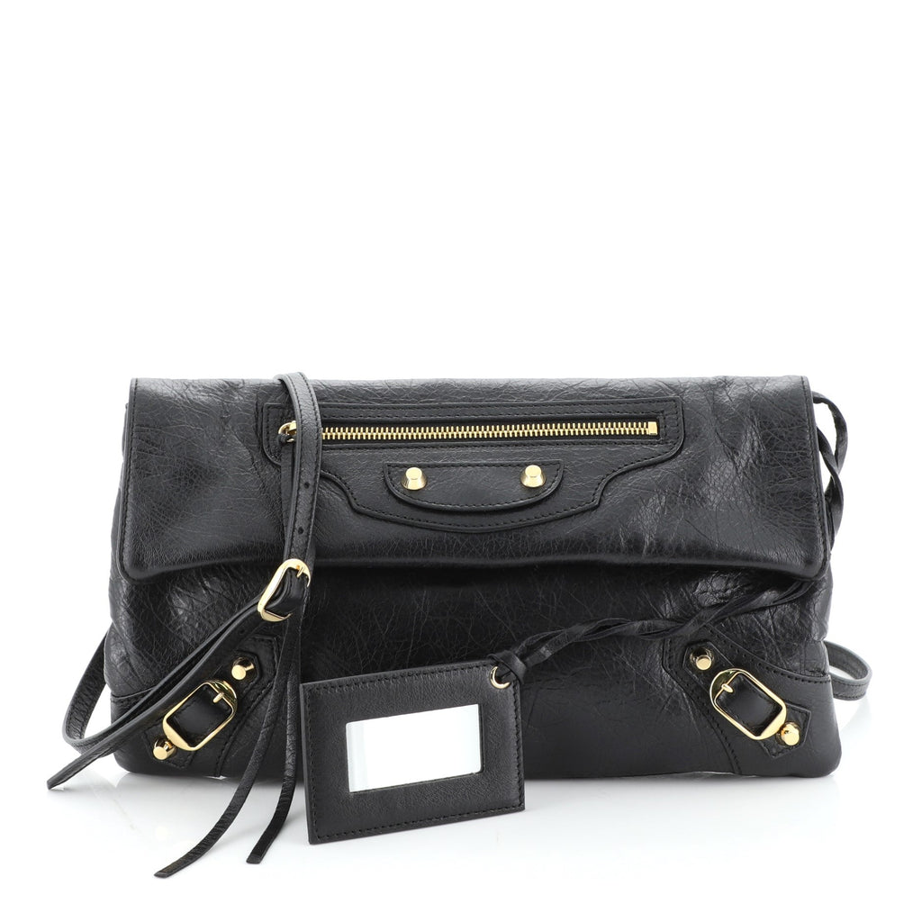 Envelope Strap Clutch Classic Studs Leather