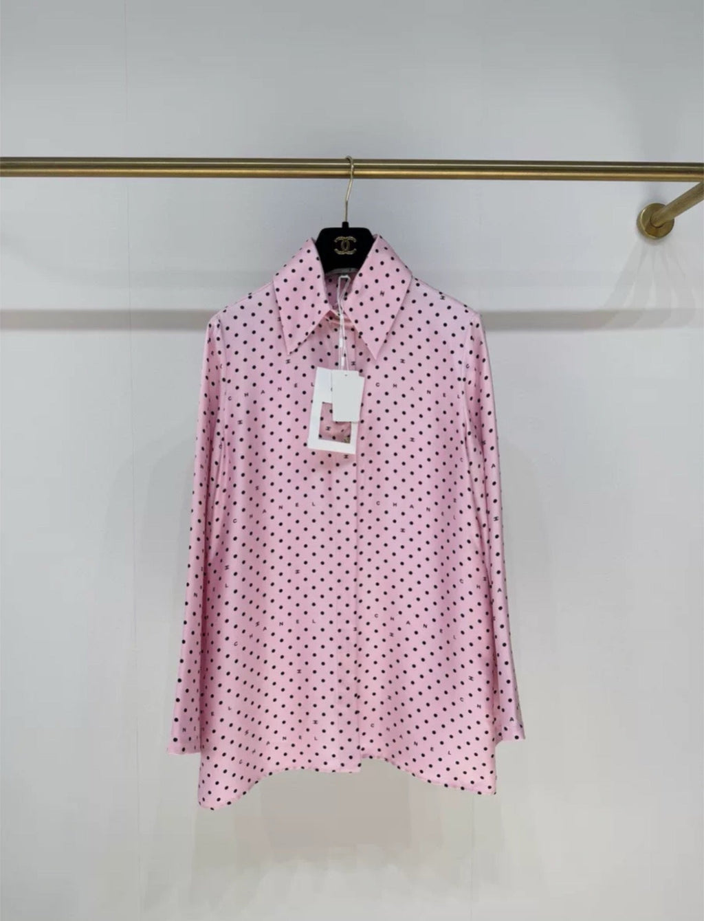 Chanel 24P pink polka shirt