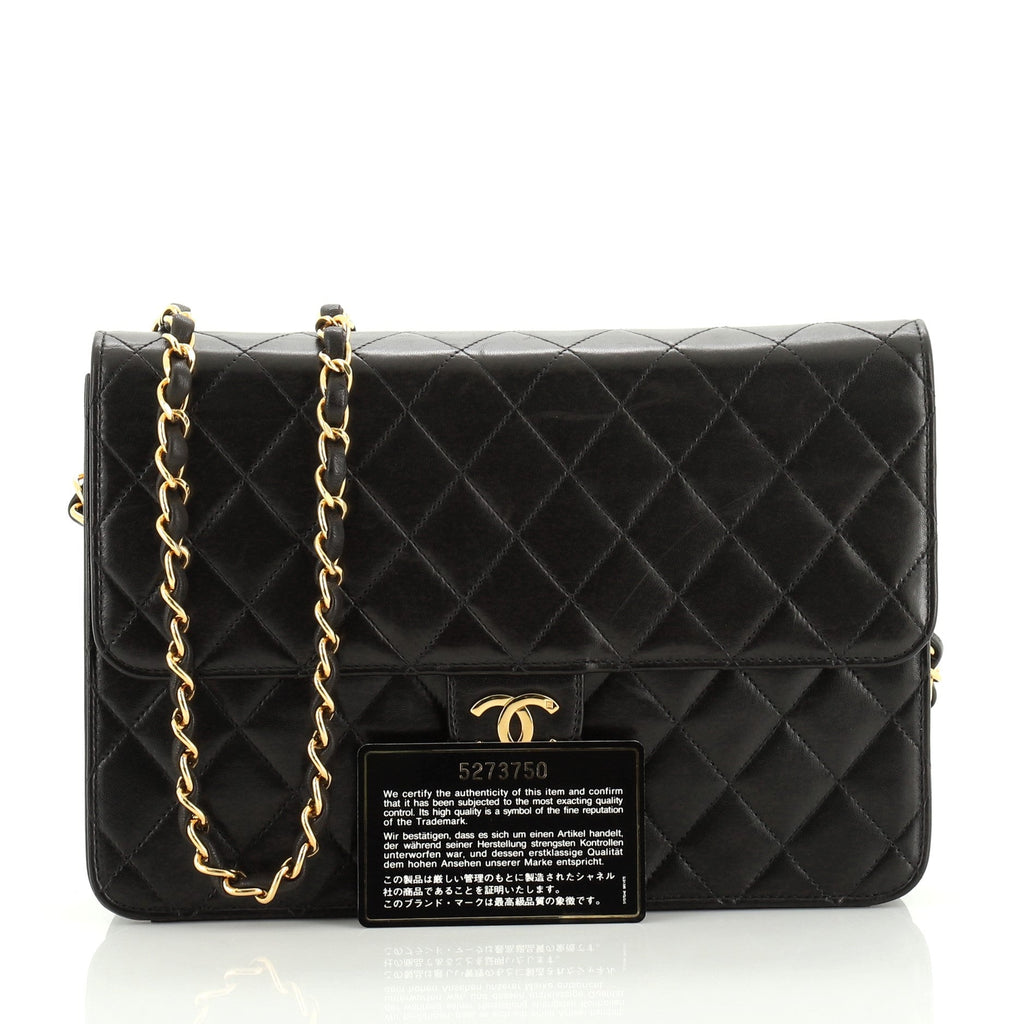 Vintage Clutch with Chain Quilted Leather Medium