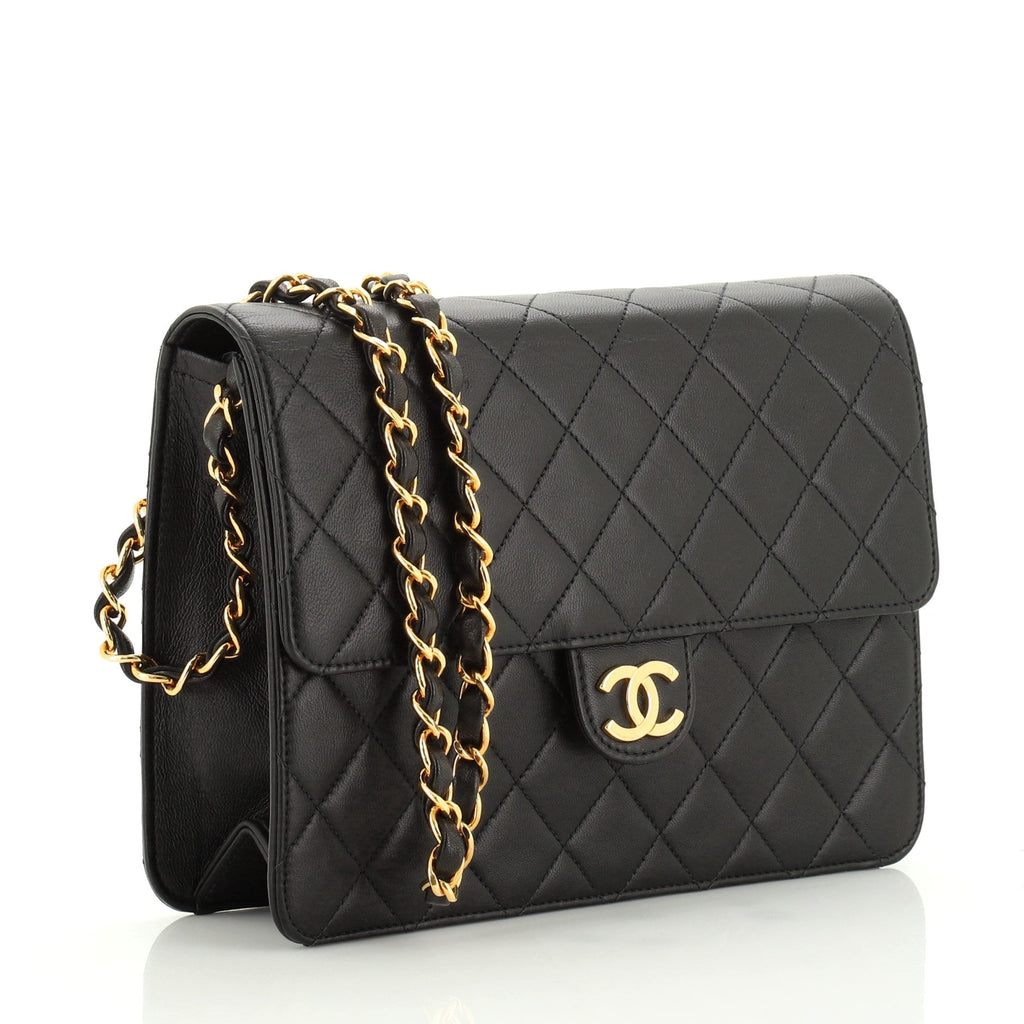 Vintage Clutch with Chain Quilted Leather Small