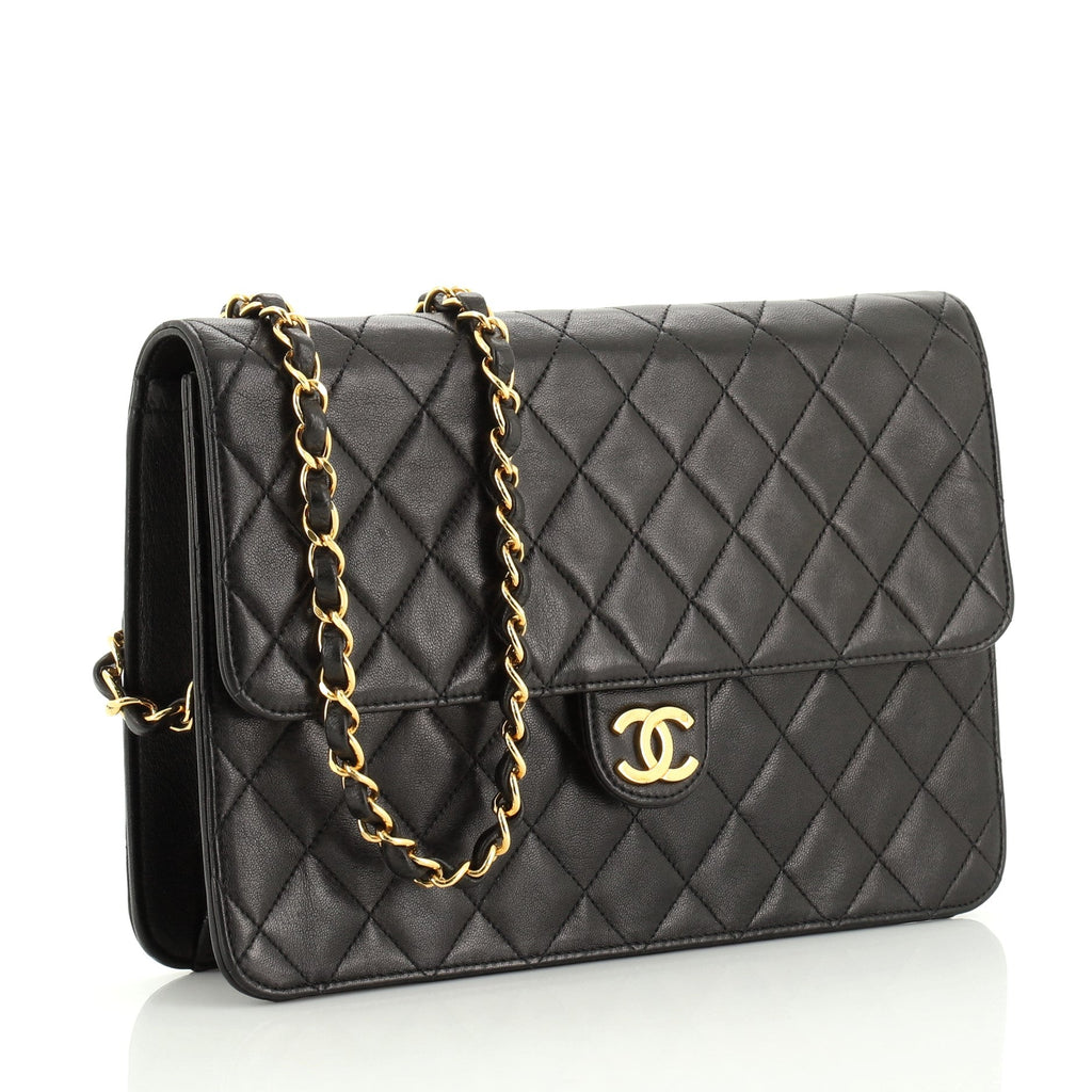 Vintage Clutch with Chain Quilted Leather Medium