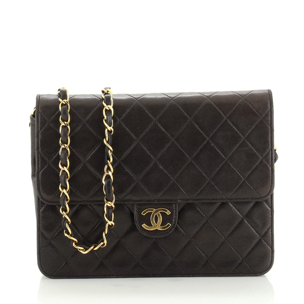 Vintage Clutch with Chain Quilted Leather Small