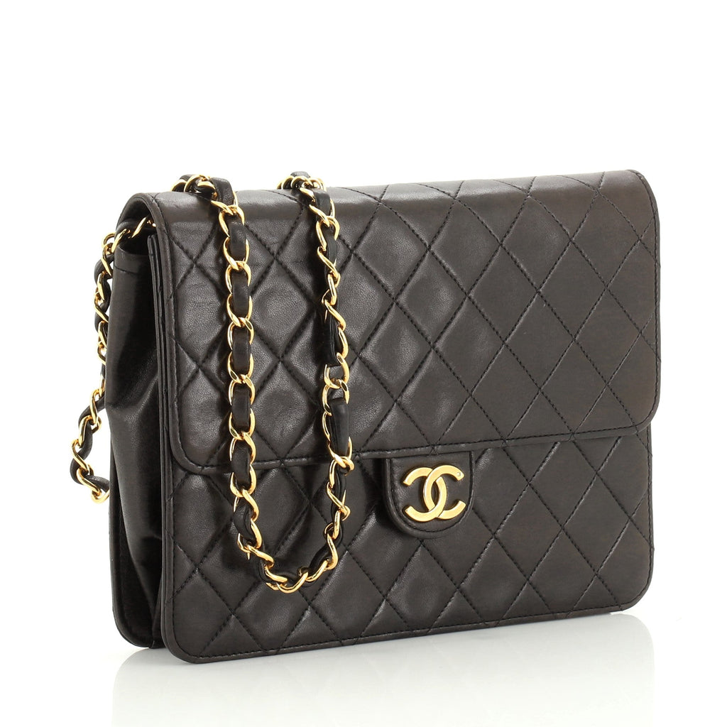 Vintage Clutch with Chain Quilted Leather Small