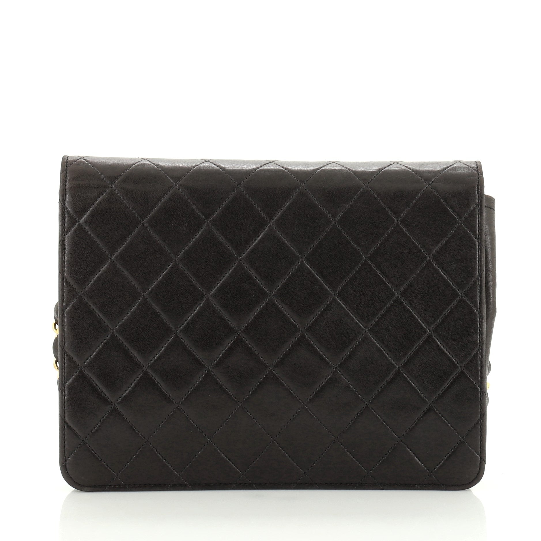 Vintage Clutch with Chain Quilted Leather Small