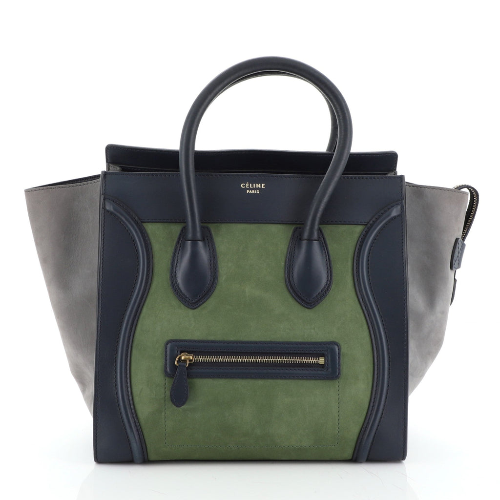 Tricolor Luggage Bag Suede Mini