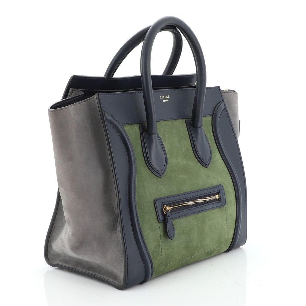 Tricolor Luggage Bag Suede Mini