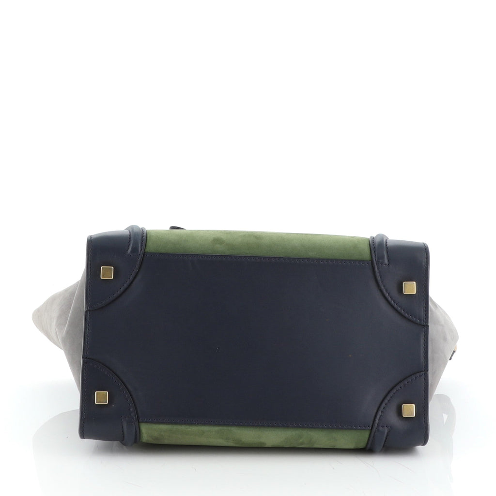 Tricolor Luggage Bag Suede Mini
