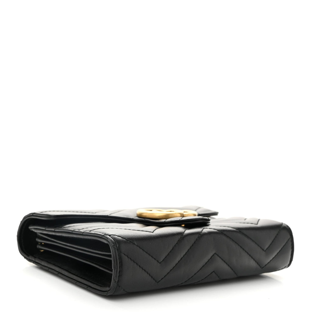 Calfskin Matelasse GG Marmont Chain Wallet Black