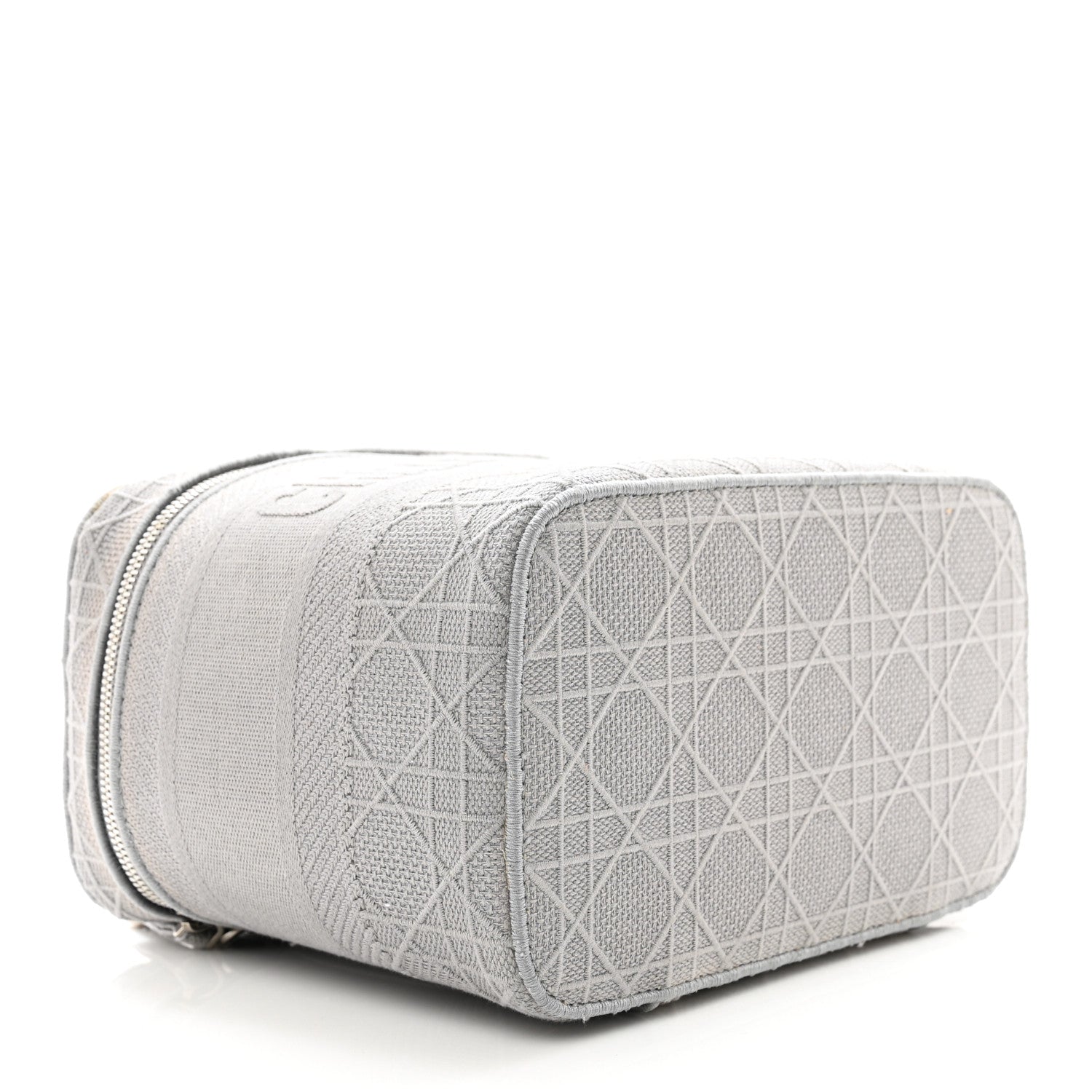 Canvas Embroidered Cannage Diortravel Vanity Case Grey