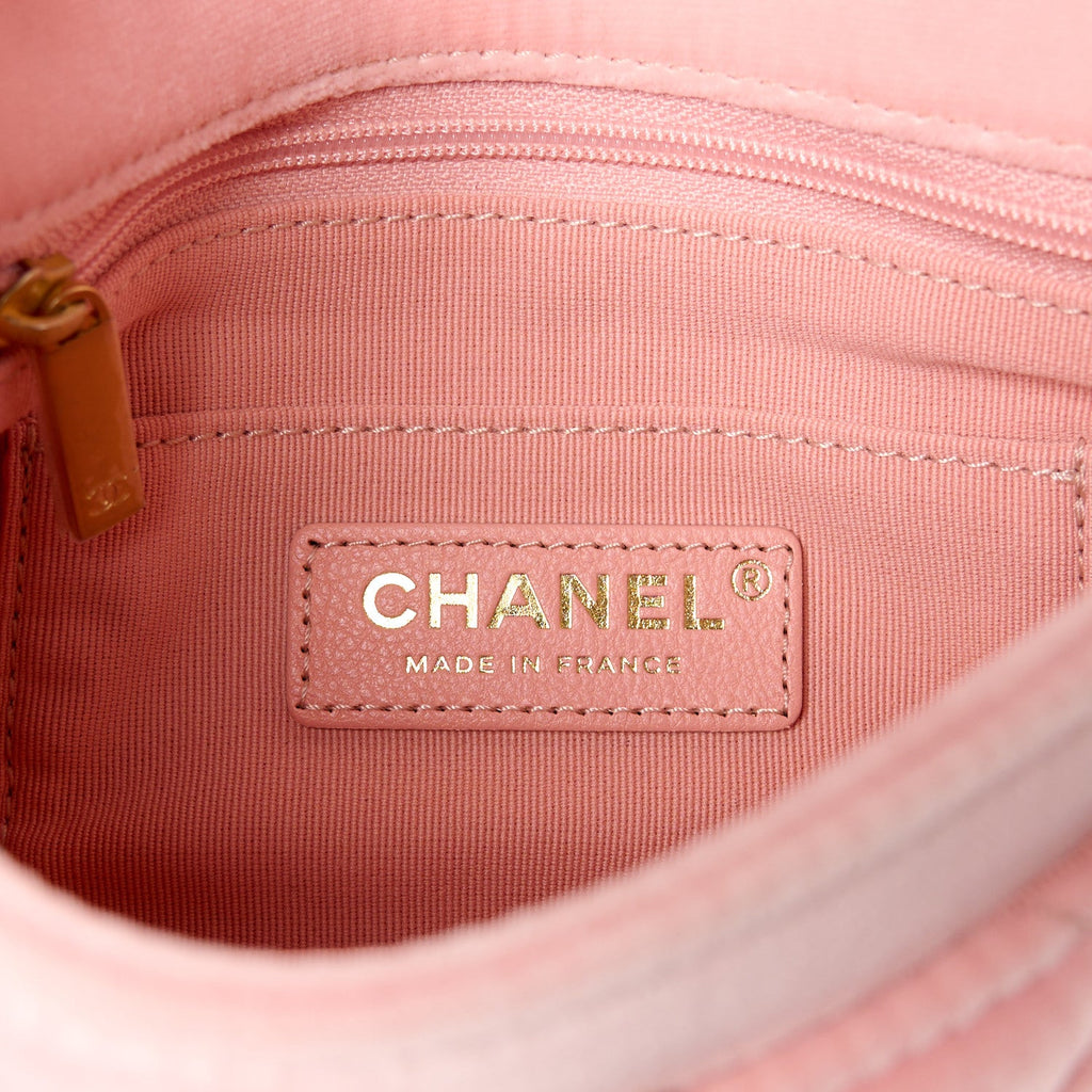 Velour Quilted Mini Double Frame Flap Rose