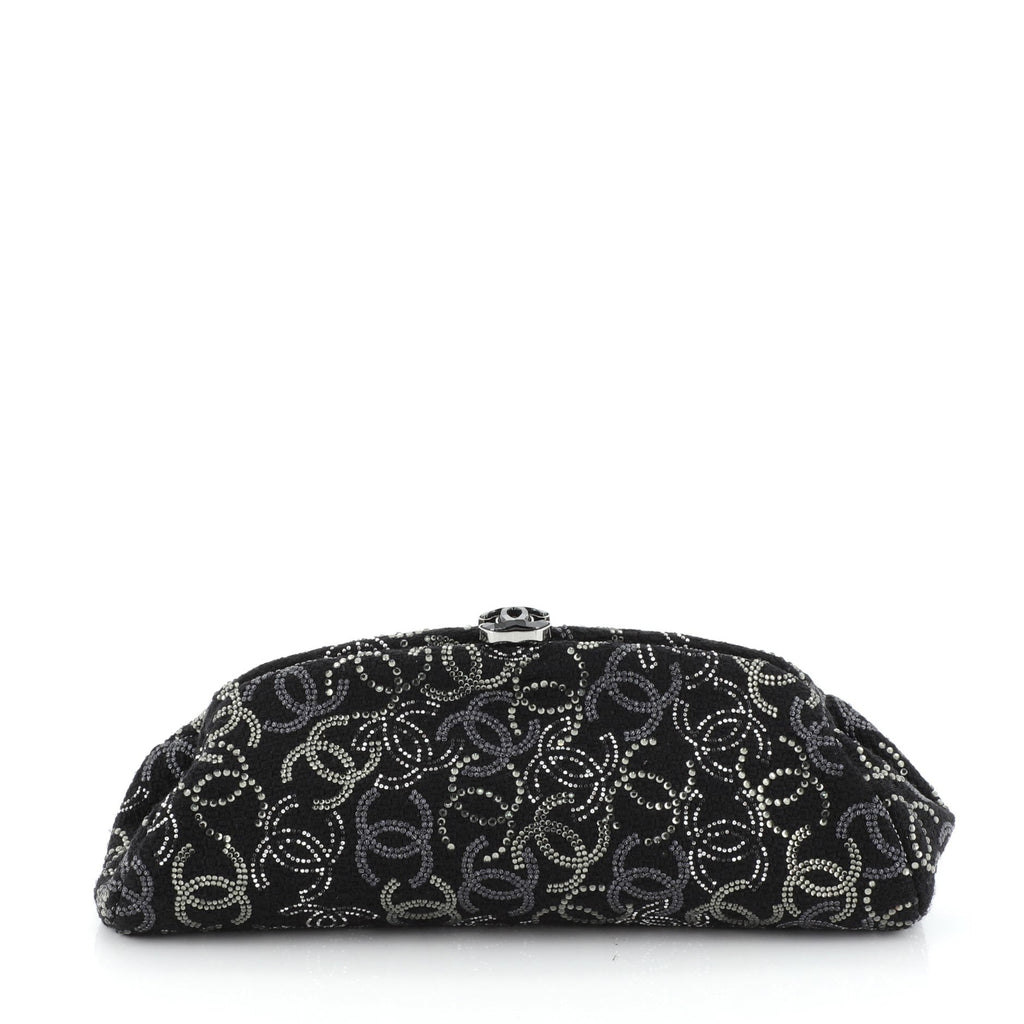 Paris-Shanghai Pudong Clutch Strass Embellished Tweed