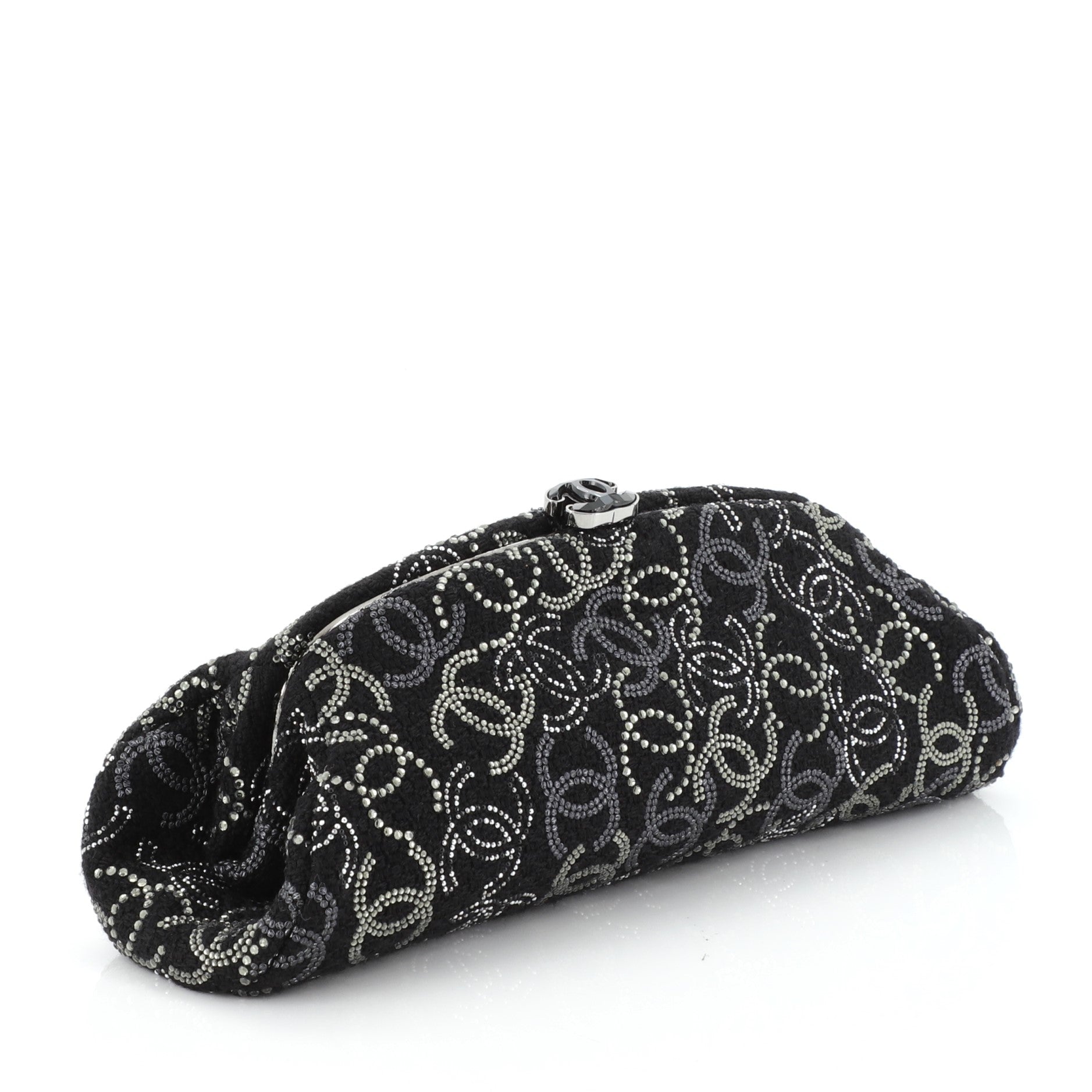 Paris-Shanghai Pudong Clutch Strass Embellished Tweed