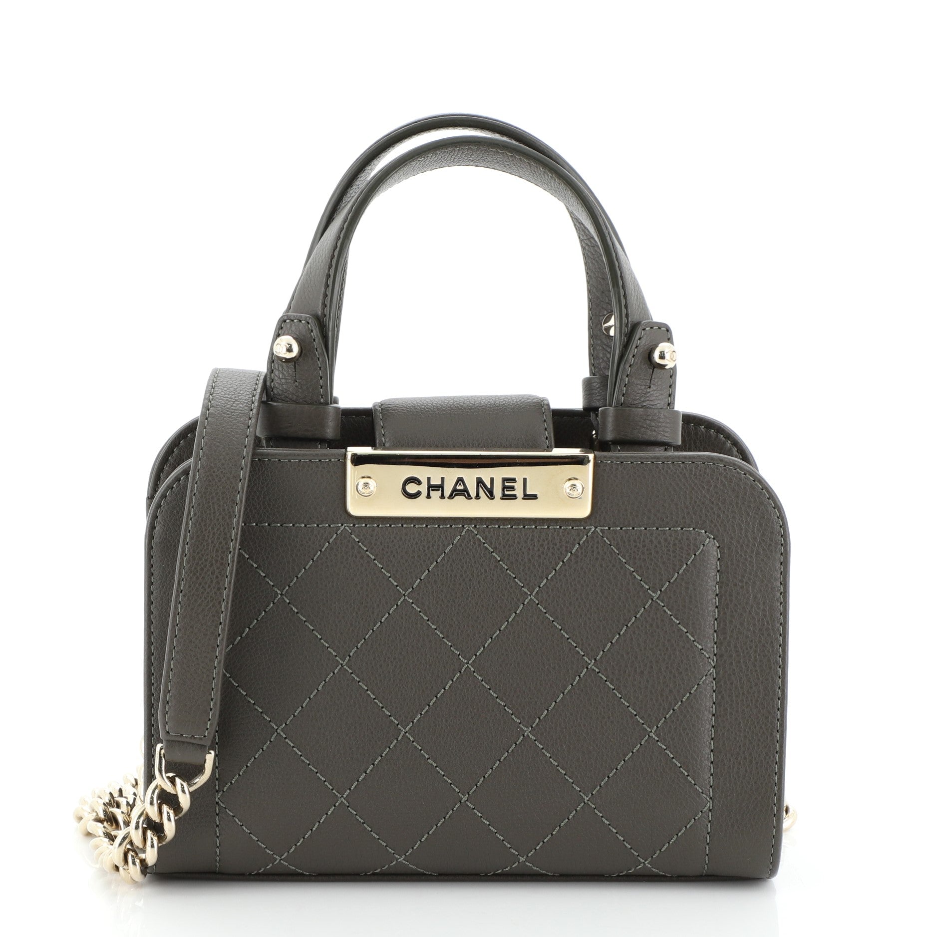 Label Click Shopping Tote Quilted Calfskin Mini