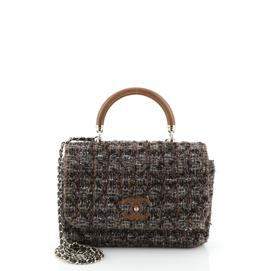 Knock on Wood Top Handle Bag Quilted Tweed Mini