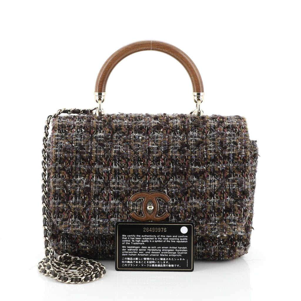 Knock on Wood Top Handle Bag Quilted Tweed Mini