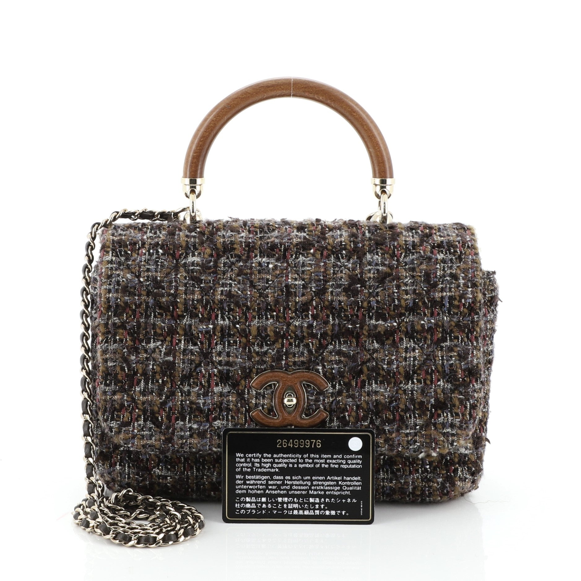 Knock on Wood Top Handle Bag Quilted Tweed Mini