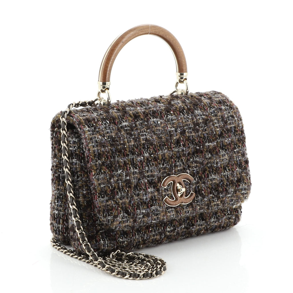 Knock on Wood Top Handle Bag Quilted Tweed Mini