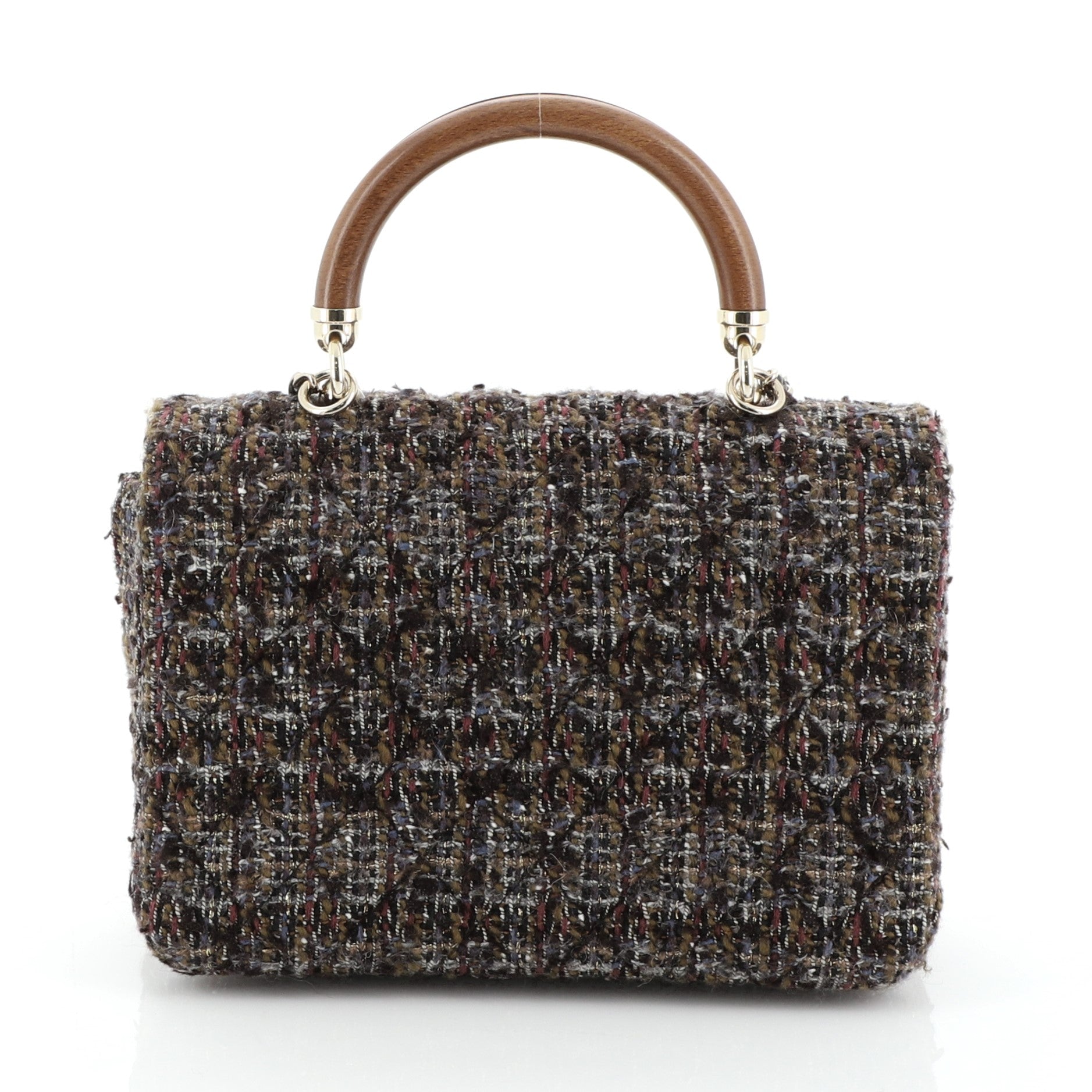 Knock on Wood Top Handle Bag Quilted Tweed Mini
