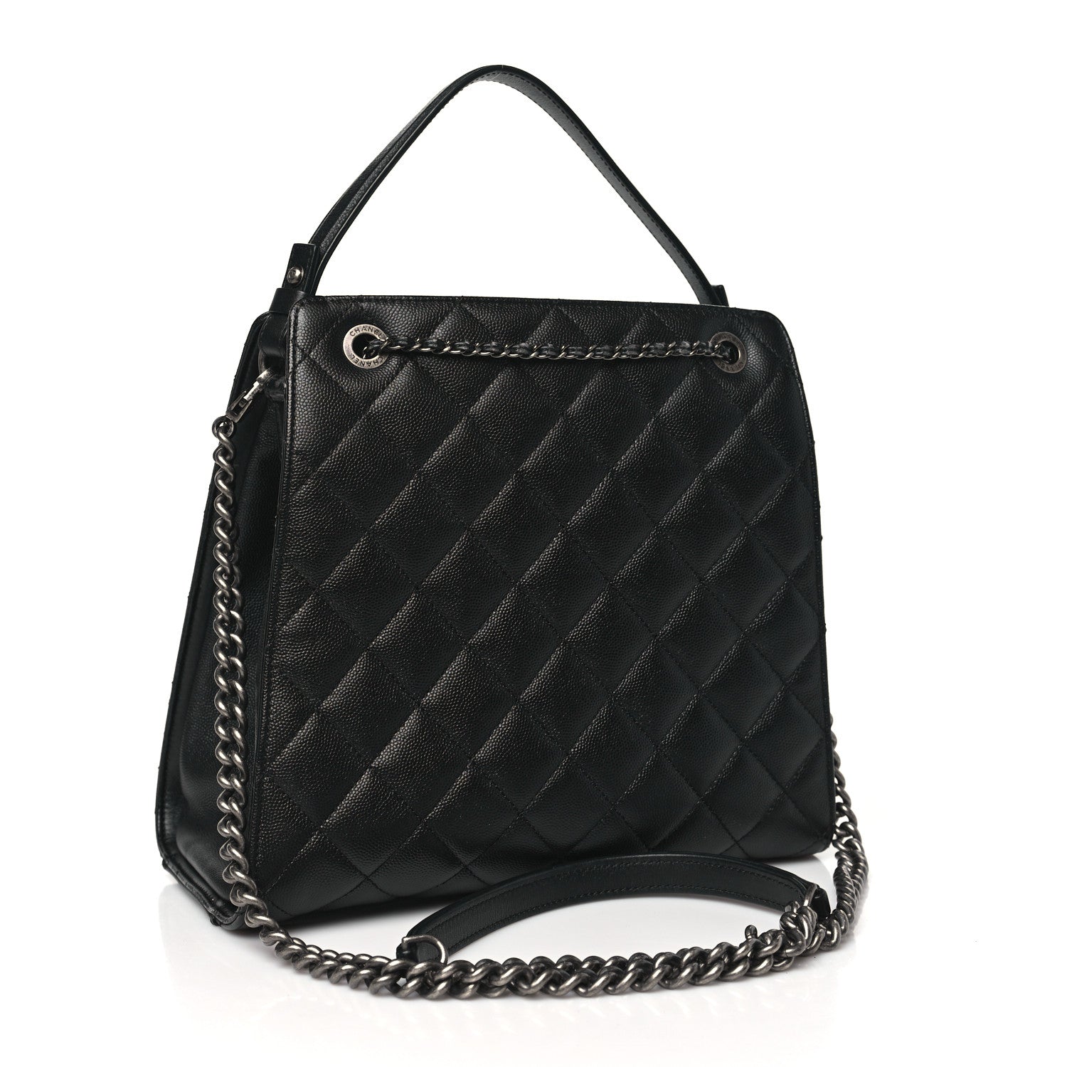 Caviar Quilted Medium CC Bucket Bag Black