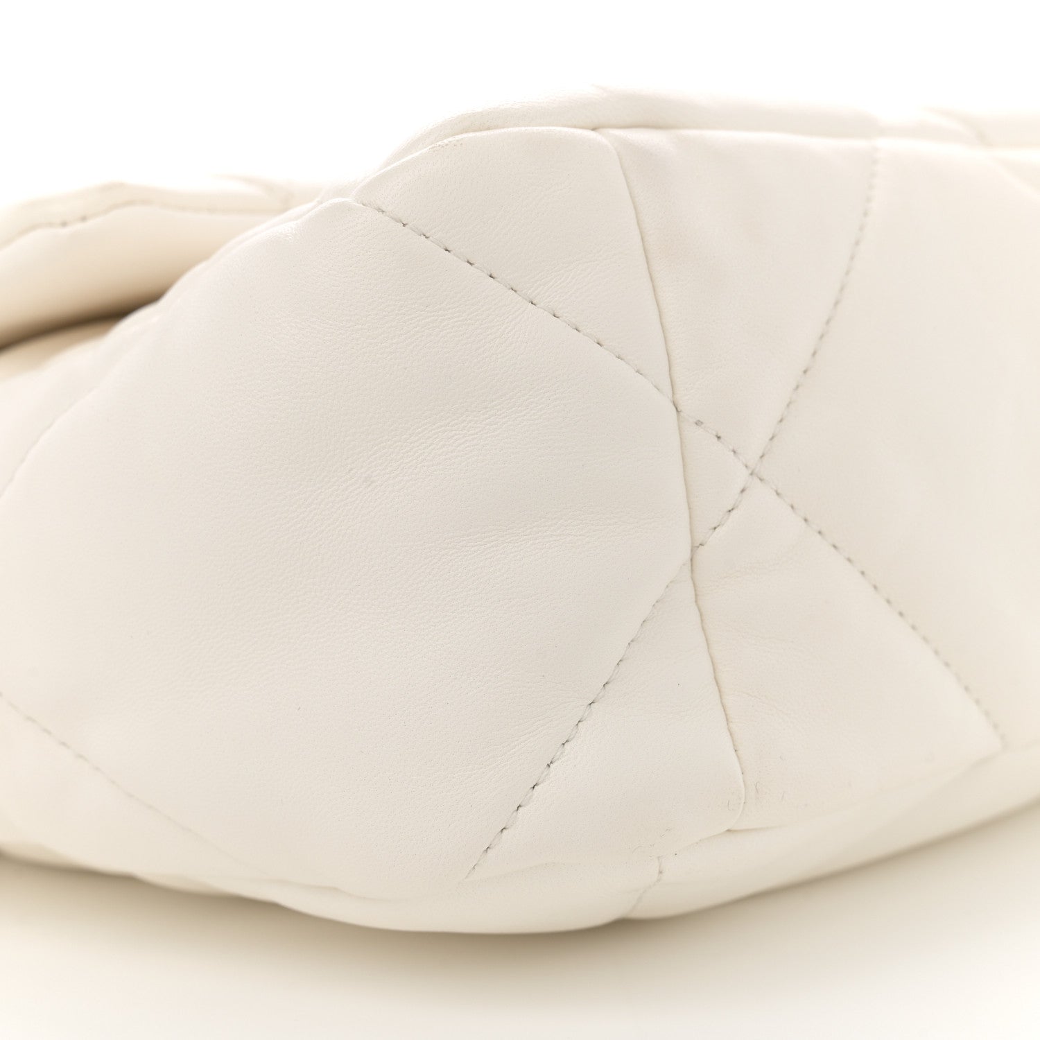 Goatskin Quilted Large Chanel 19 Flap White