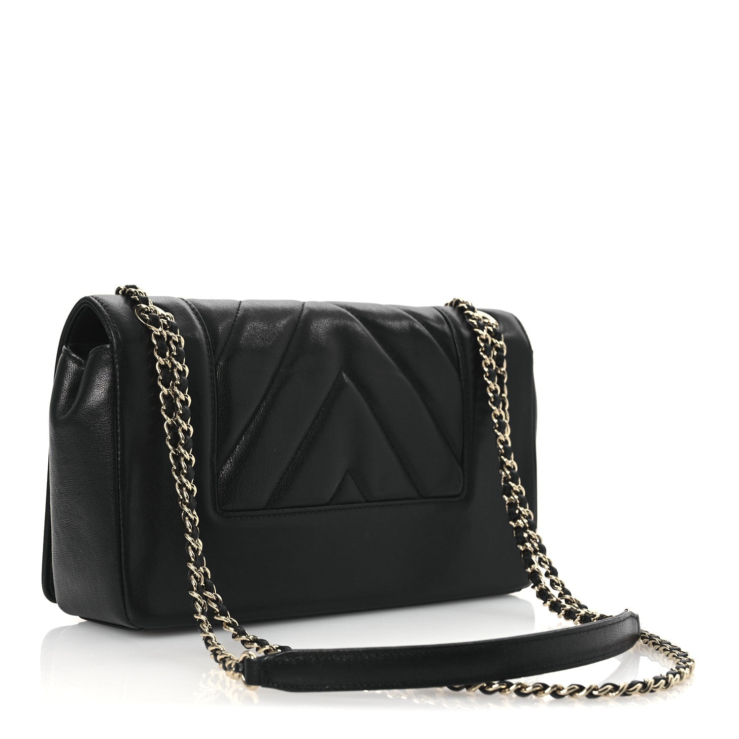 Sheepskin Chevron Quilted Medium Vintage Mademoiselle Flap Black