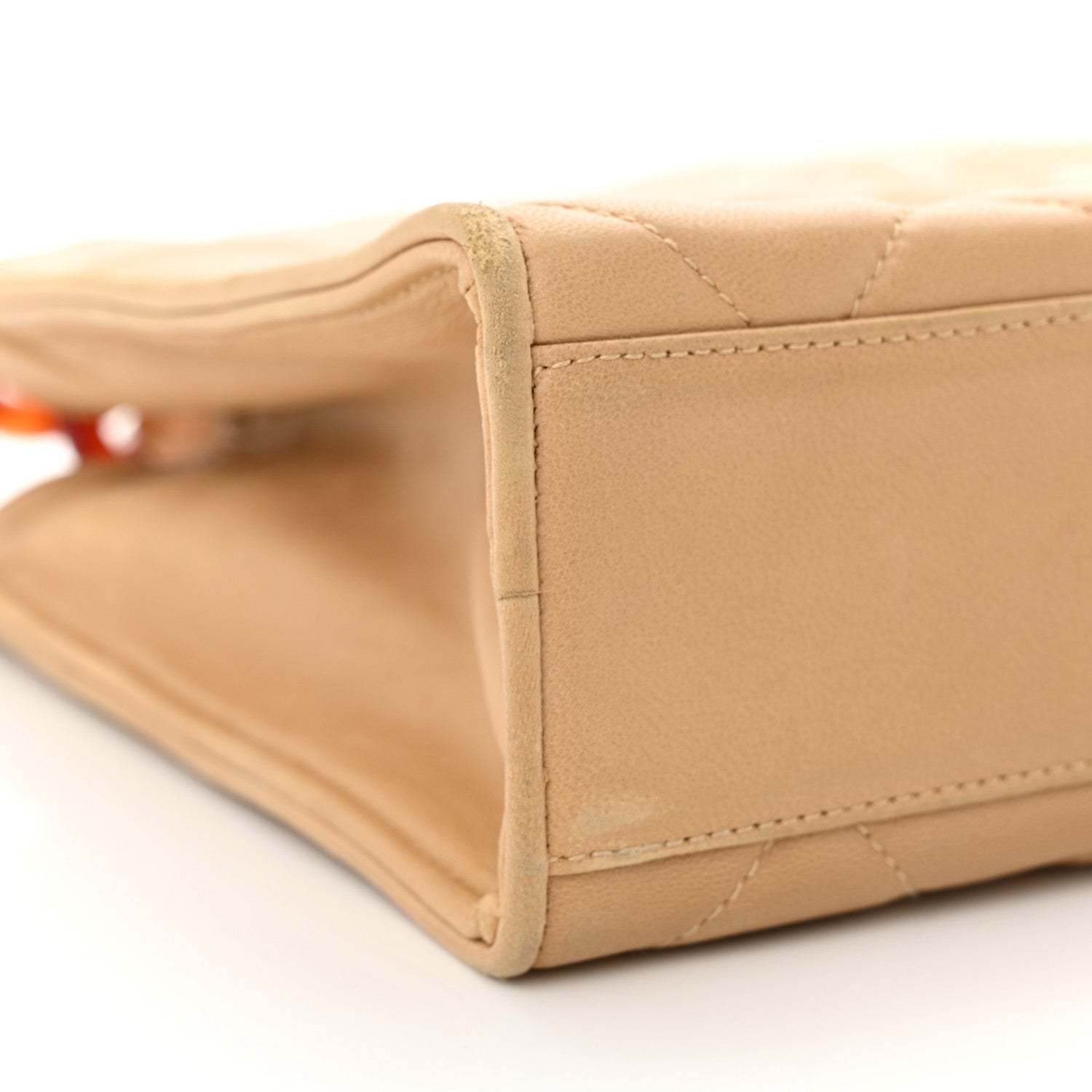 Lambskin Quilted Diamond CC Bekko Chain Shoulder Bag Beige