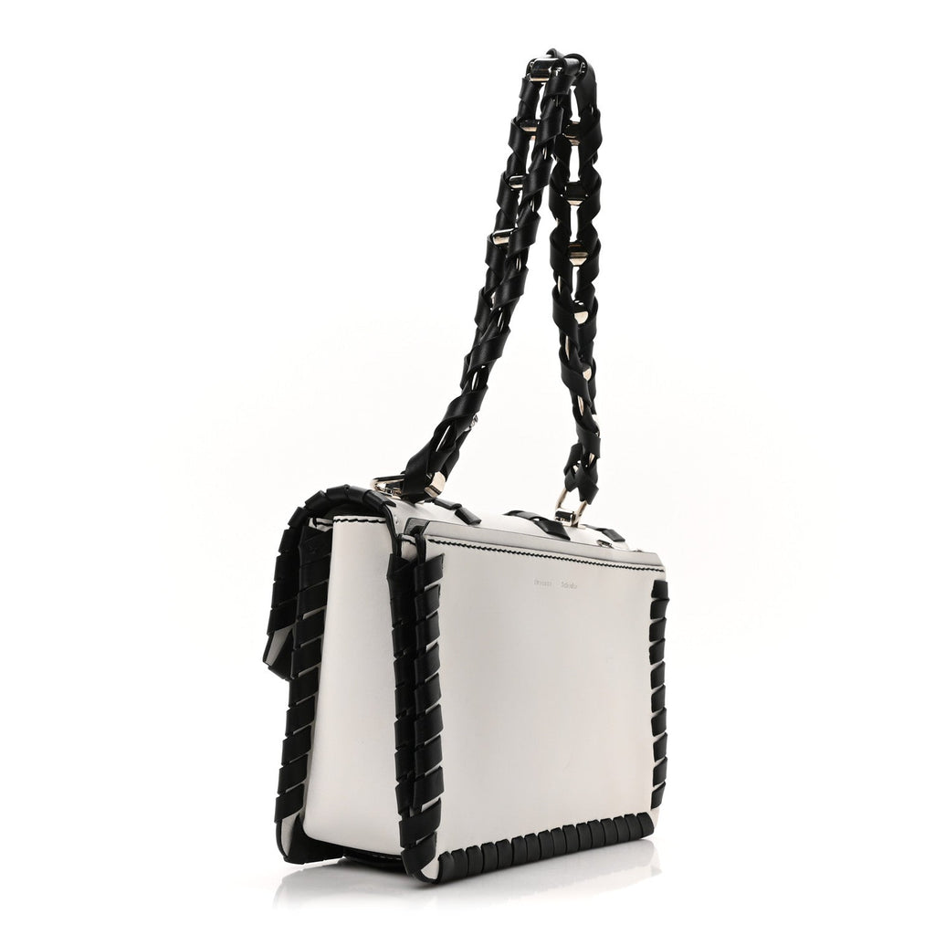 Calfskin Hava Whipstitch Shoulder Bag White Black