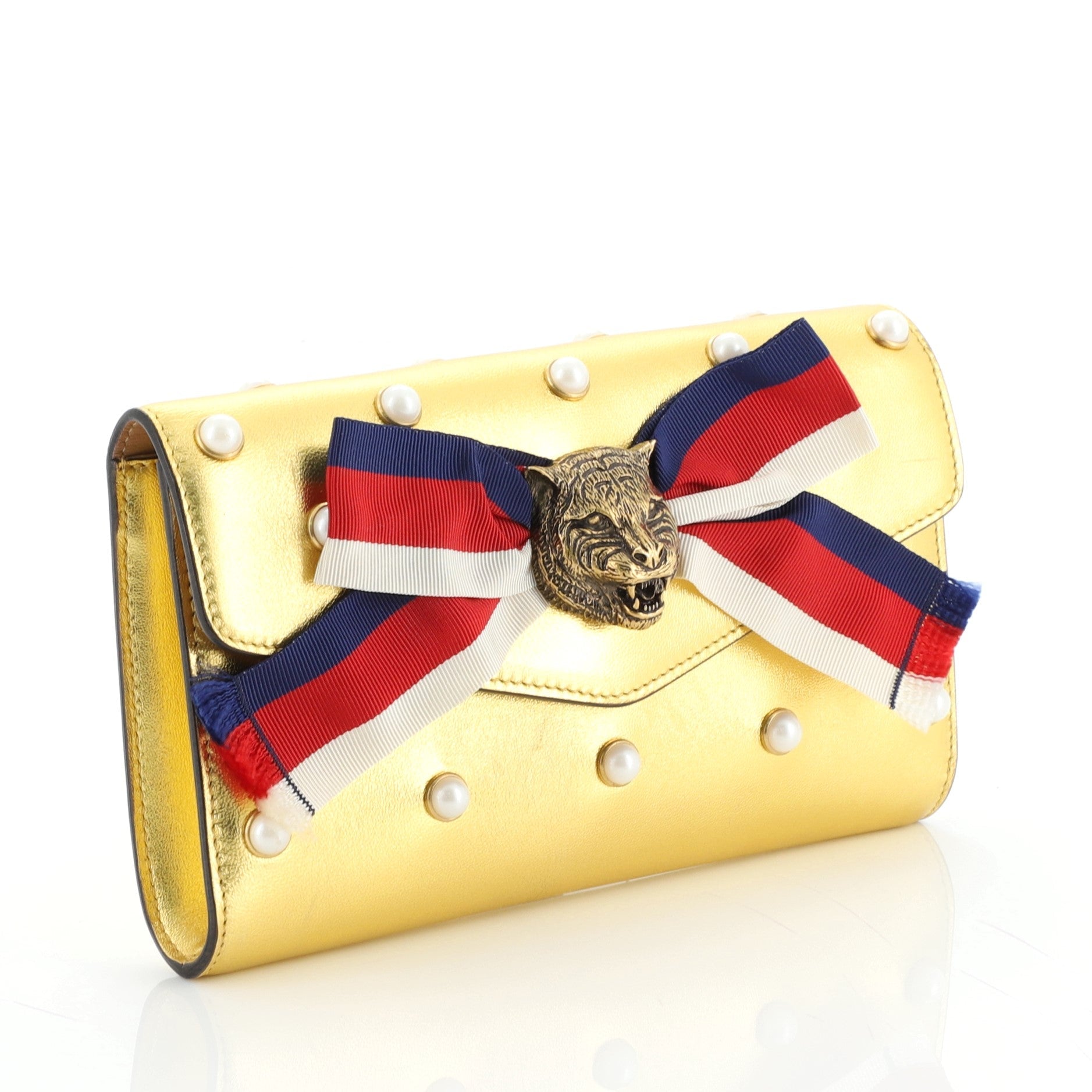 Animalier Broadway Bow Clutch Embellished Leather