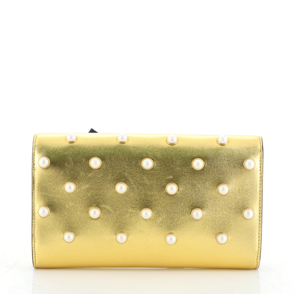 Animalier Broadway Bow Clutch Embellished Leather