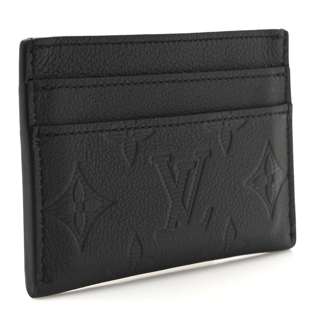 Calfskin Monogram Shadow Double  Holder Black