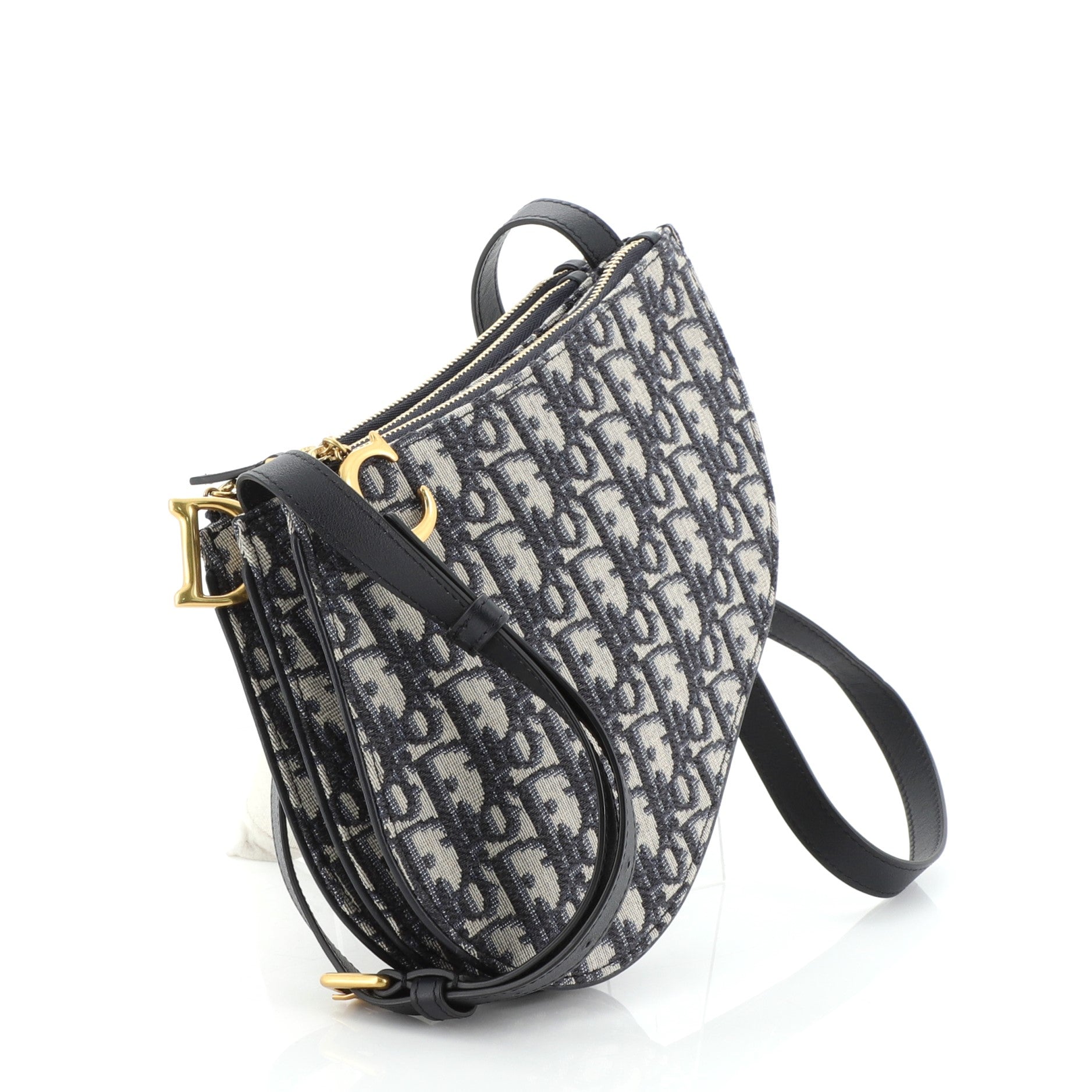 Saddle Triple Zip Crossbody Clutch Oblique Canvas