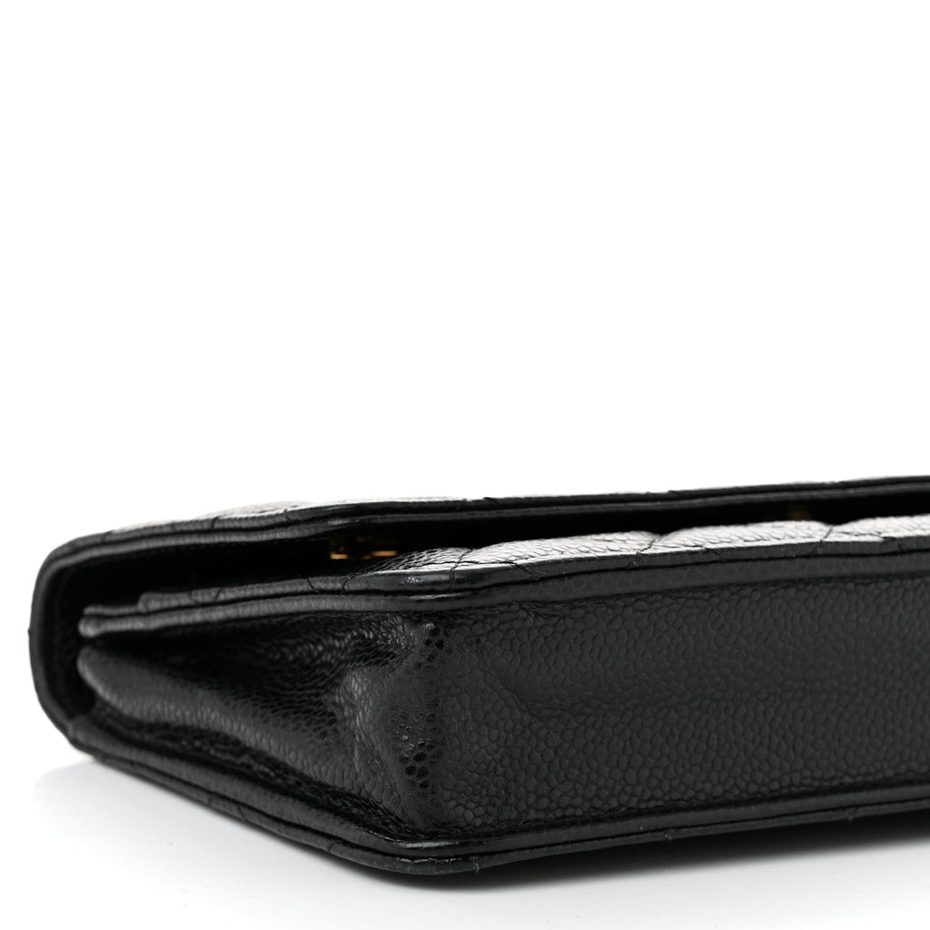 Caviar Quilted Wallet on Chain WOC Black
