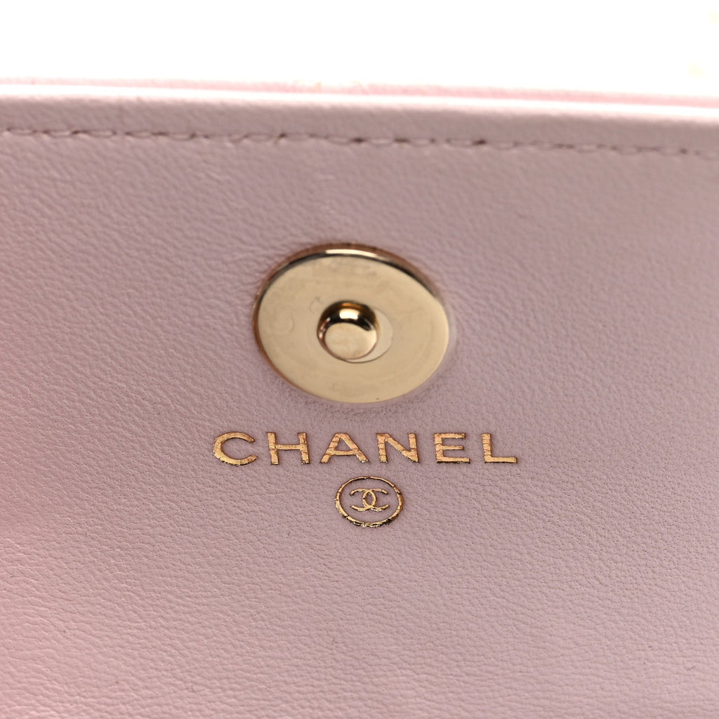 Lambskin Quilted Pearl Chain Belt Bag Light Pink