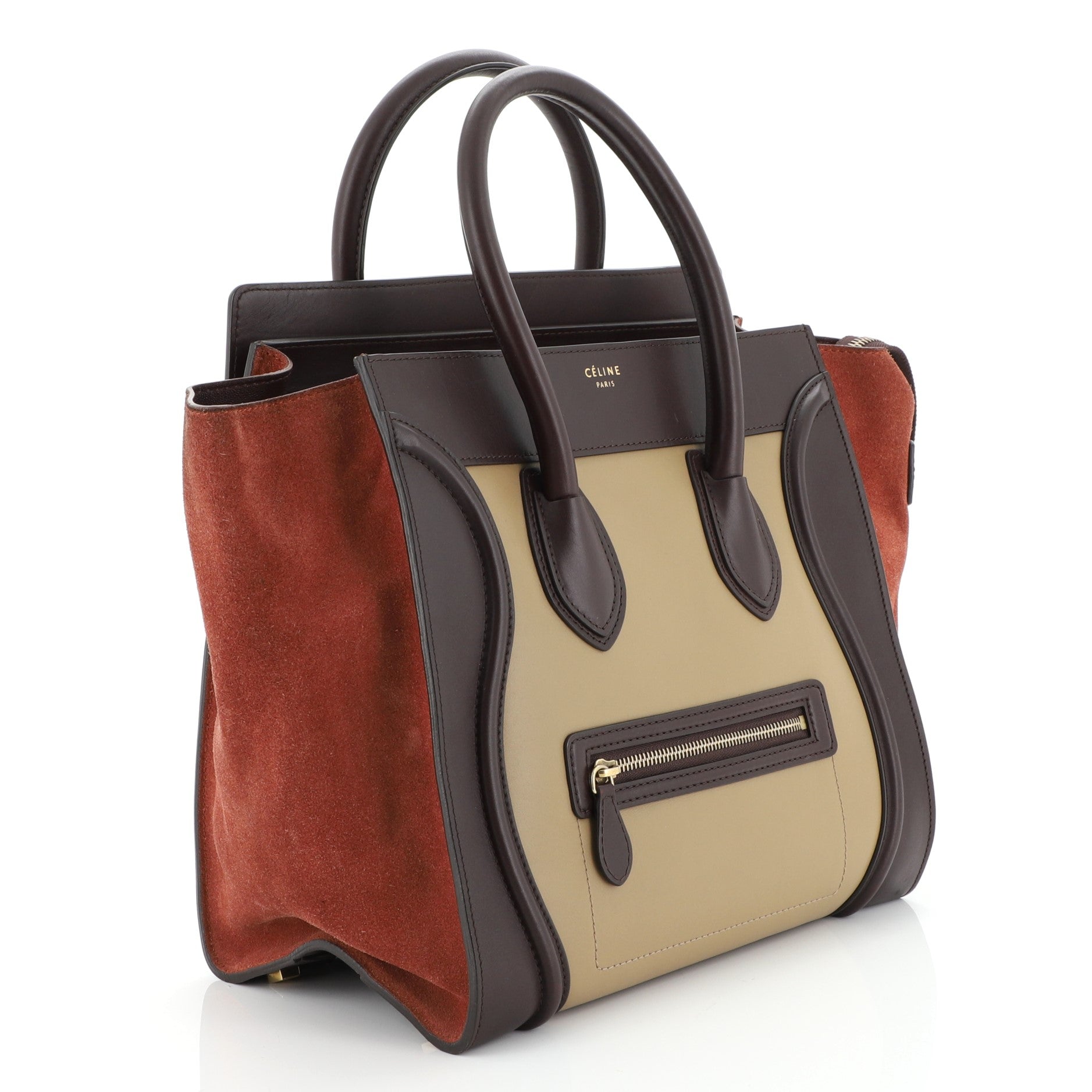 Tricolor Luggage Bag Leather Mini