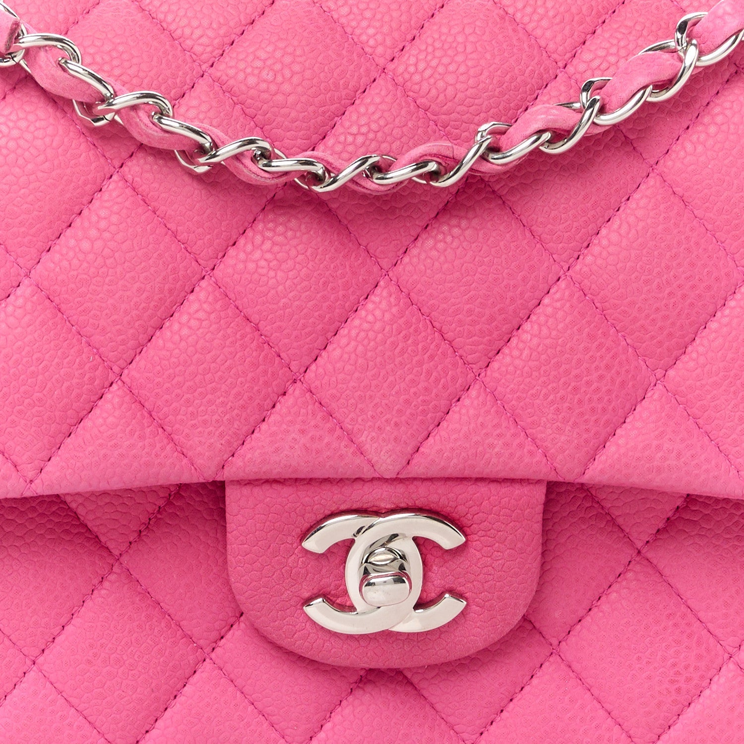 Caviar Quilted Medium Double Flap Pink
