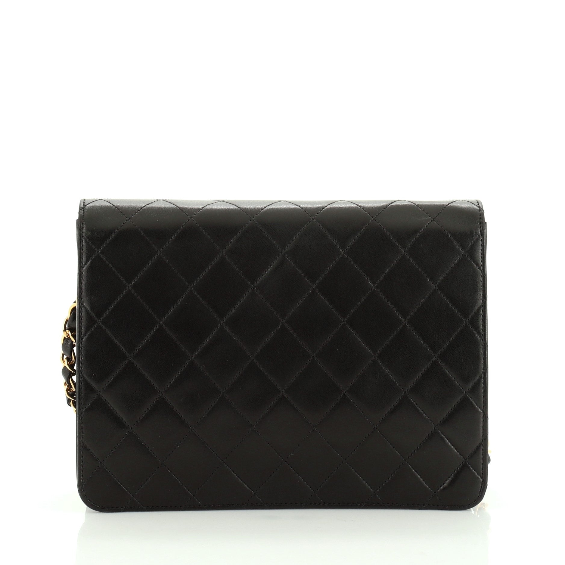 Vintage Clutch with Chain Quilted Leather Small