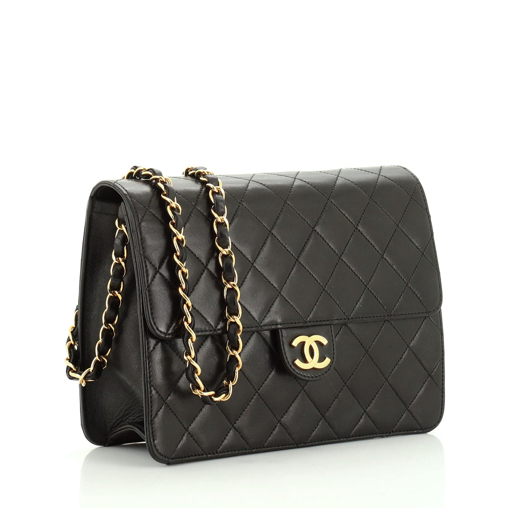 Vintage Clutch with Chain Quilted Leather Small