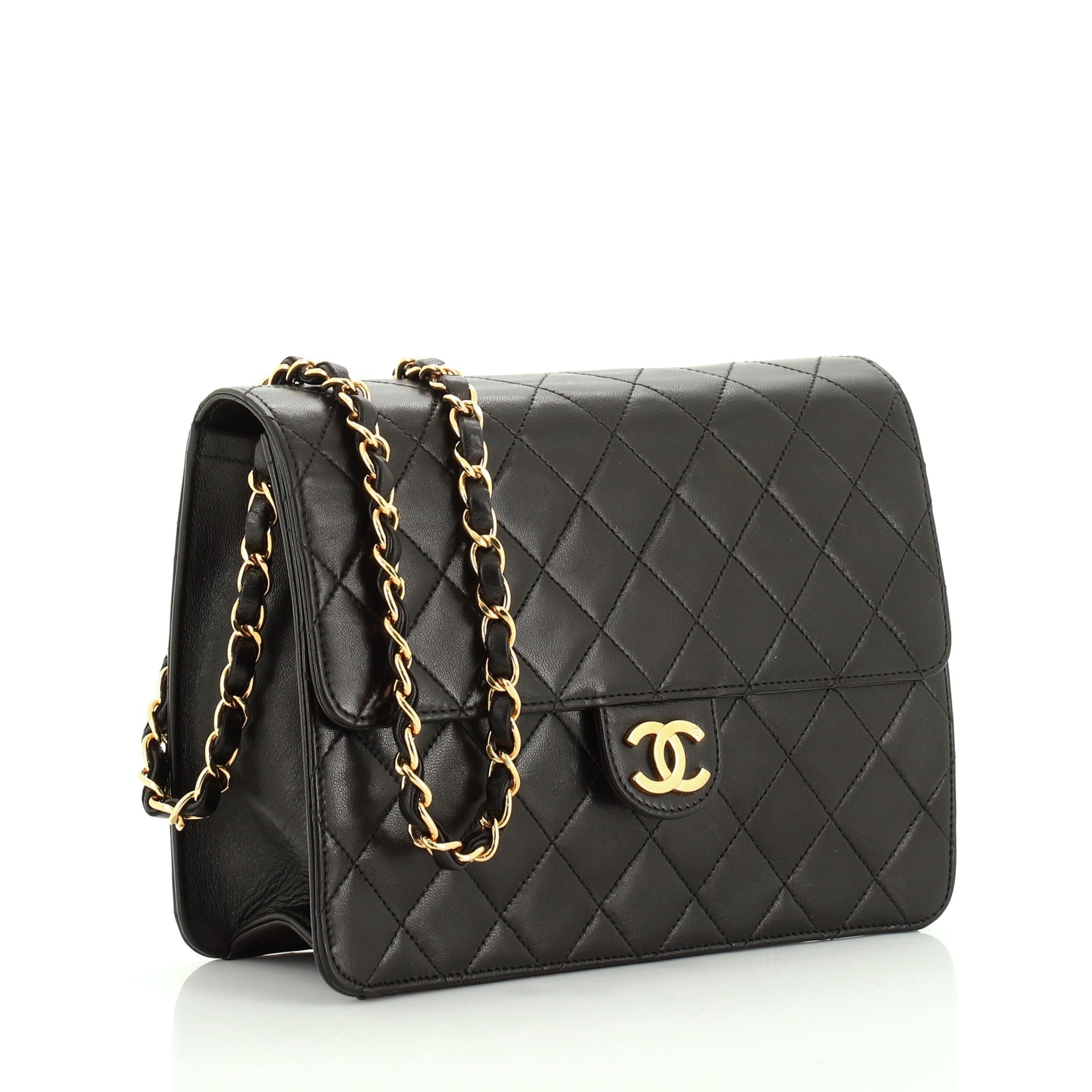 Vintage Clutch with Chain Quilted Leather Small