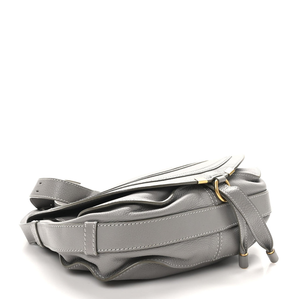 Grained Calfskin Medium Marcie Saddle Bag Cashmere Grey