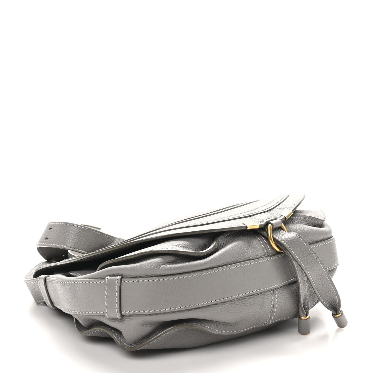 Grained Calfskin Medium Marcie Saddle Bag Cashmere Grey
