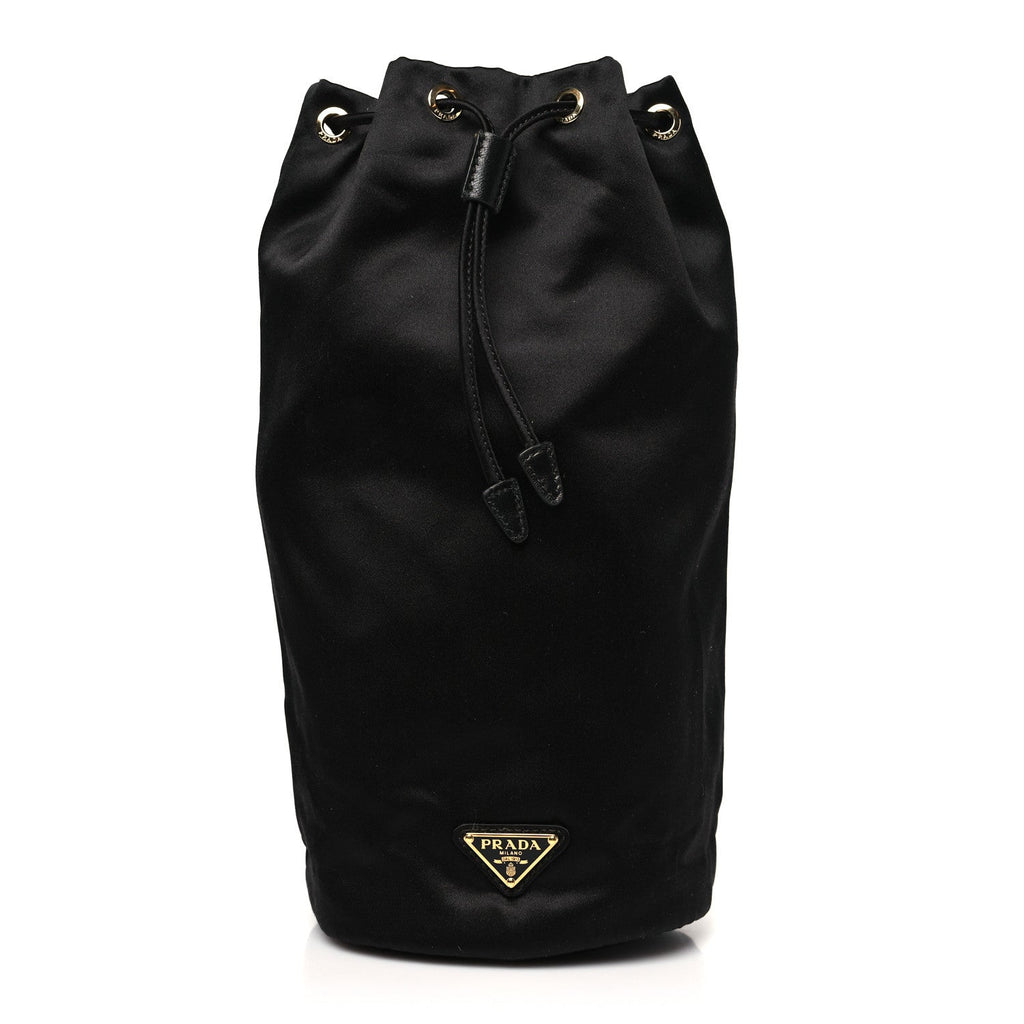 Satin Vela Drawstring Pouch Black