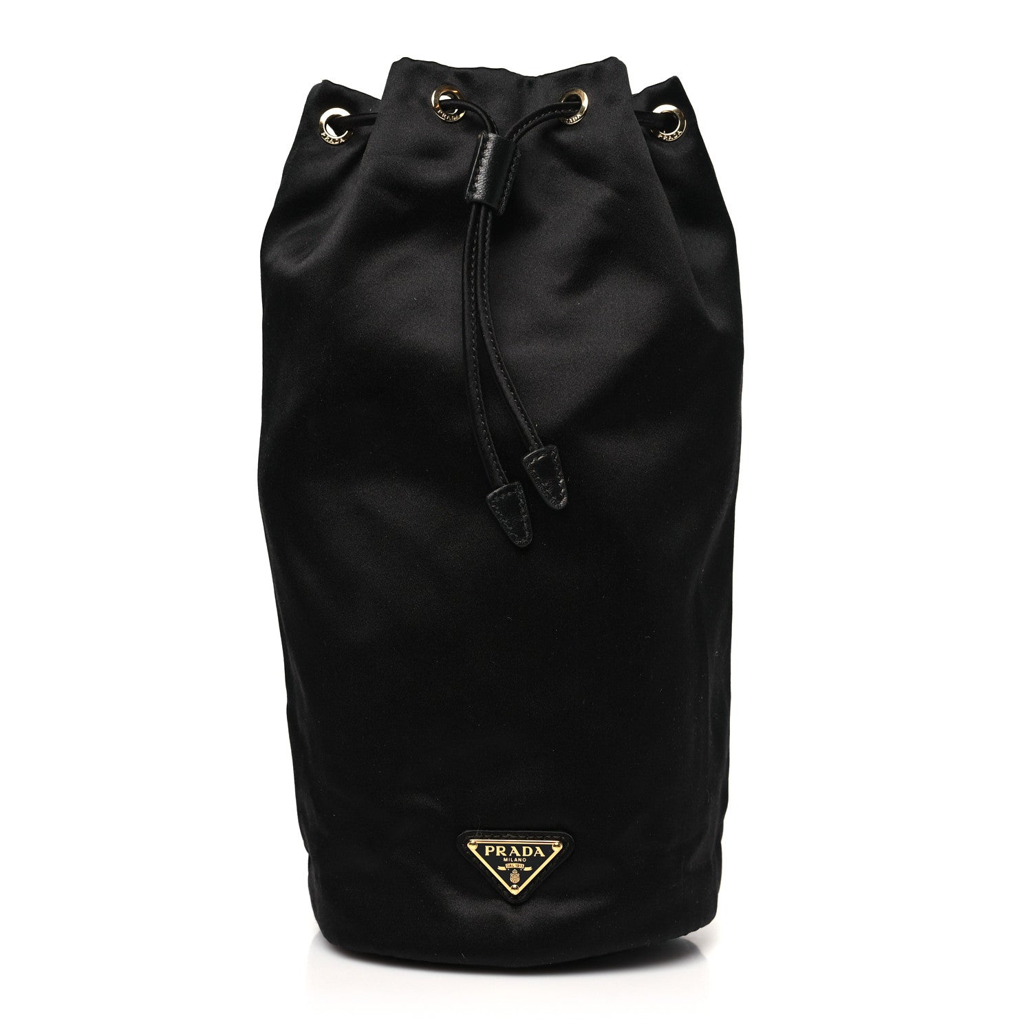 Satin Vela Drawstring Pouch Black